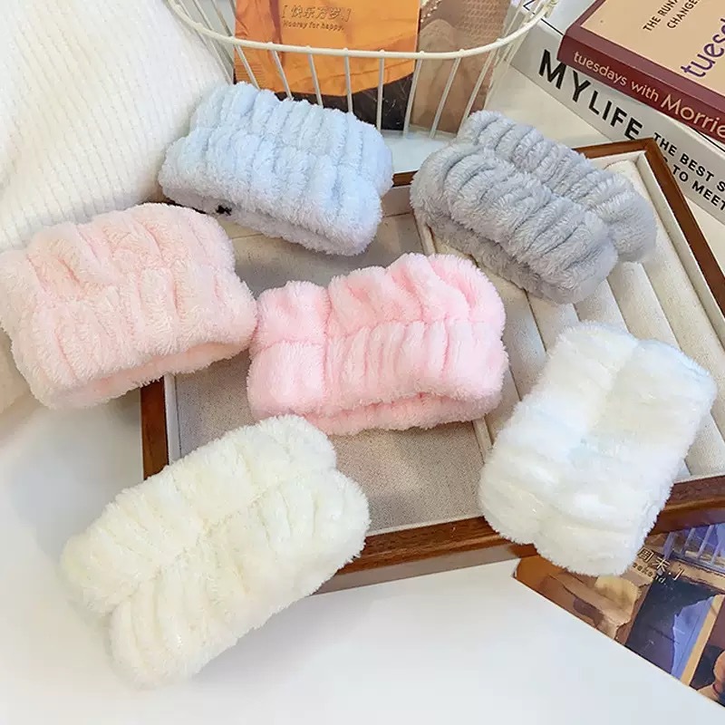 [Flat Sewing Thread] Autumn and Winter Plush Face Wash Wristband Pure Color Warm Bracelet Wash Anti-Moisture Sleeves Cross-Border Exclusive Supply