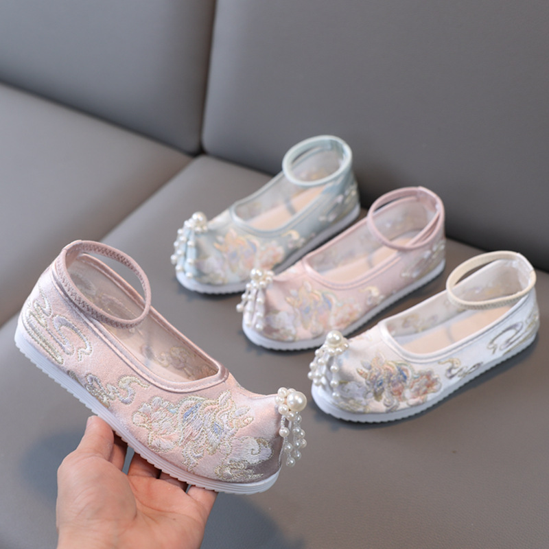 Вышитые туфли с единорогом, обувь Ханьфу для девочек, старопекинские туфли, весенние танцевальные туфли в китайском стиле