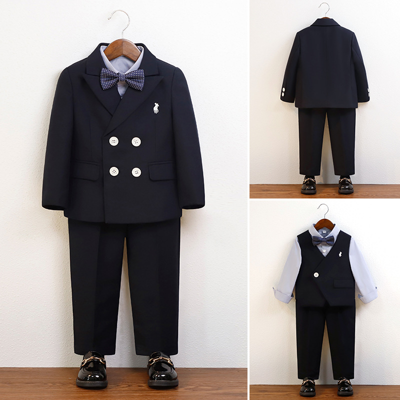 Костюм для детей, вышитый маленький жилет, платье для цветочной девочки, костюм для пиано для мальчика