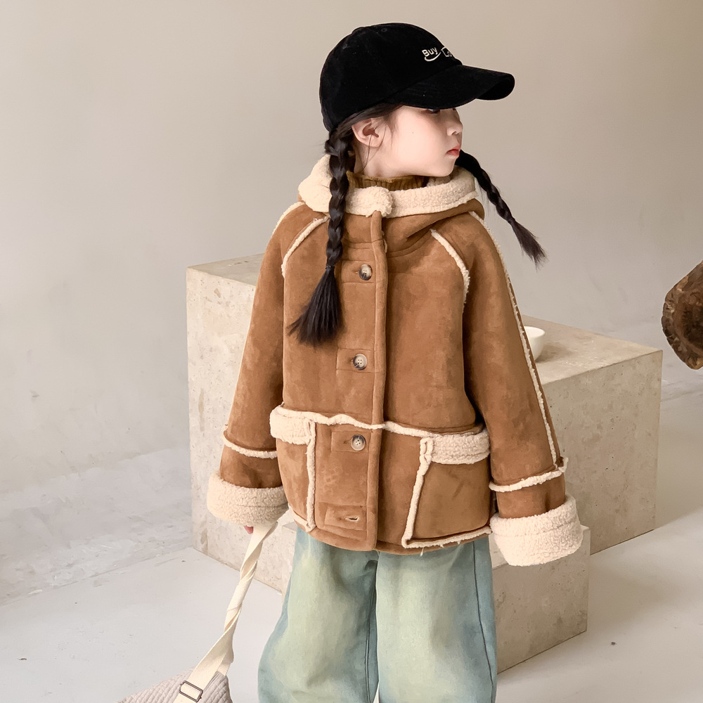Детская верхняя одежда 2025, зимний комбинезон для девочек с капюшоном, утолщенная короткая теплая куртка
