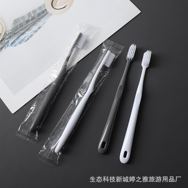 In stock wholesale hotel toothbrush bathing place transparent plastic bag single independent packaging soft hair tooth tool