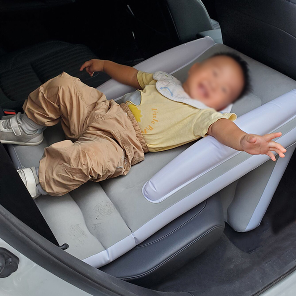 Thickened Flocking Baby High-Speed Rail Inflatable Mattress, Children's Car Rear Folding Air Cushion, Children's Sleeping Anti-Fall Mattress