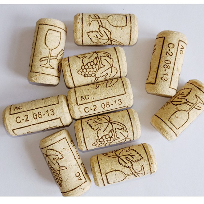 Red Wine Cork Printed Cork Oak Micro-Particle Bottle Stopper Cylindrical Conical Stopper Crafts Manufacturer Supply