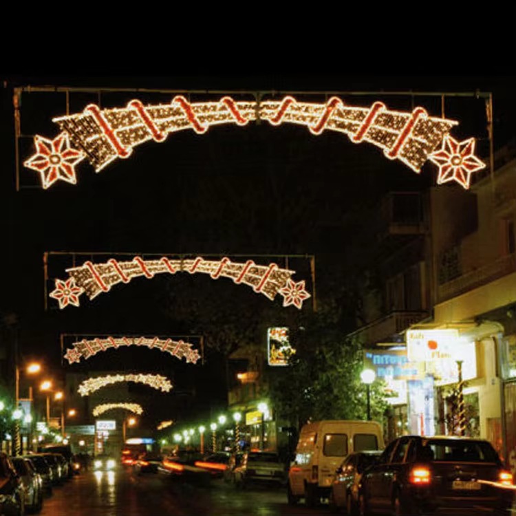 Urban Commercial Lighting Outdoor 2D Lighting Decoration Holiday Lights Cross-Street Holiday Christmas Light Theme