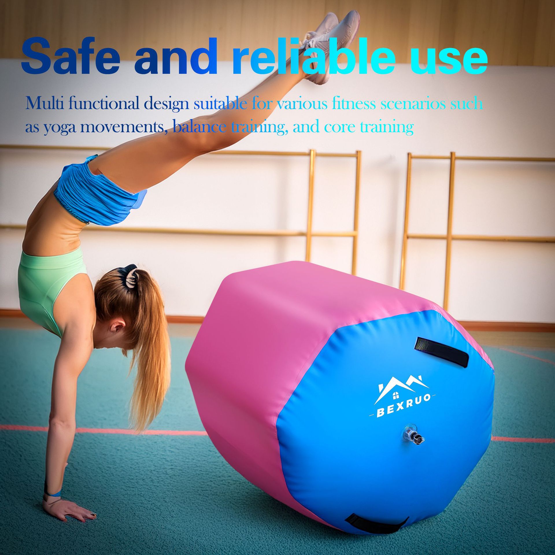 Inflatable Gymnastics Backflip Air Mat Track Air Barrel Air Drum Rolling Mat Bucket Type Backbend Trainer Yoga