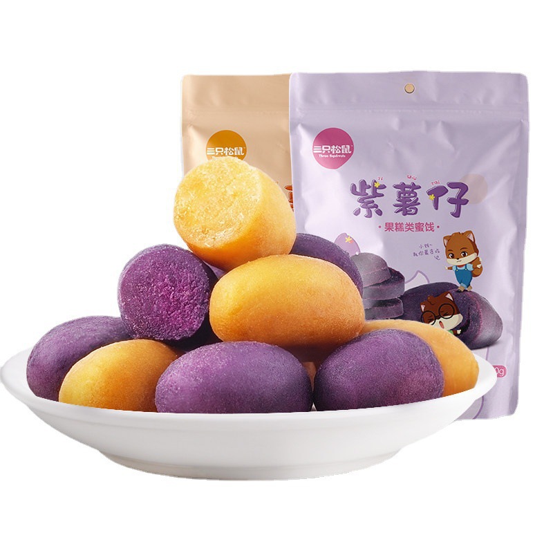 Three Squirrels Purple Sweet Potato 100g Snacks Specialty Purple Sweet Potato Dried Sweet Potato Dried Sweet Potato Healthy Coarse Grain