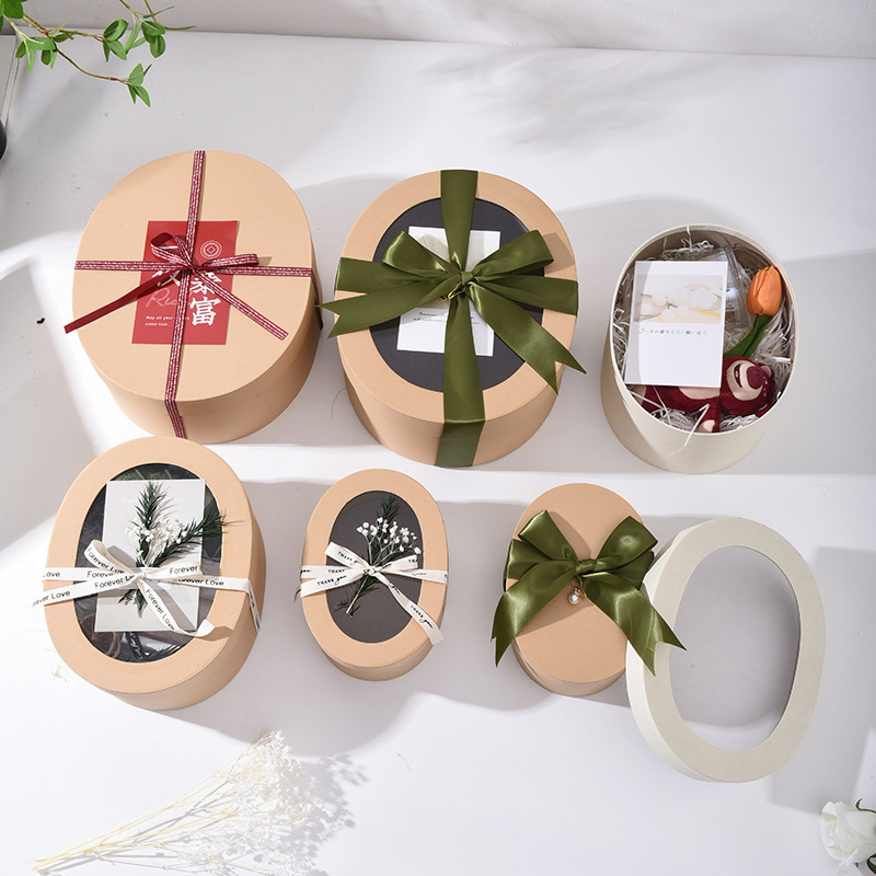 Коробка для новогодней выпечки 2025 года, овальная подарочная коробка с крышкой и прозрачной большой ёмкостью