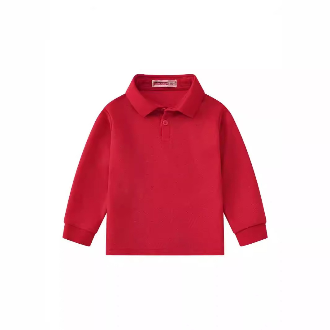 Autumn New Children's Clothing Cute Lapel Long-Sleeved Polo Shirt T-Shirt Pure Color Versatile Fresh Casual Top Wholesale