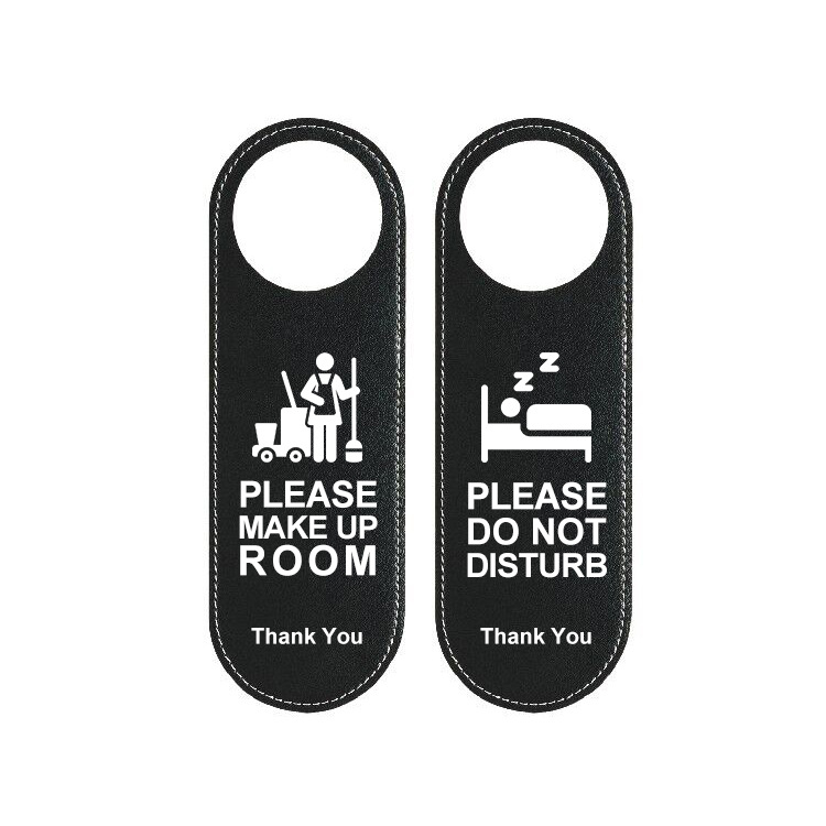 Do Not Disturb Room Sign for Hotels and Guesthouses, Double-Sided Leather Door Hanger, Light Luxury Style