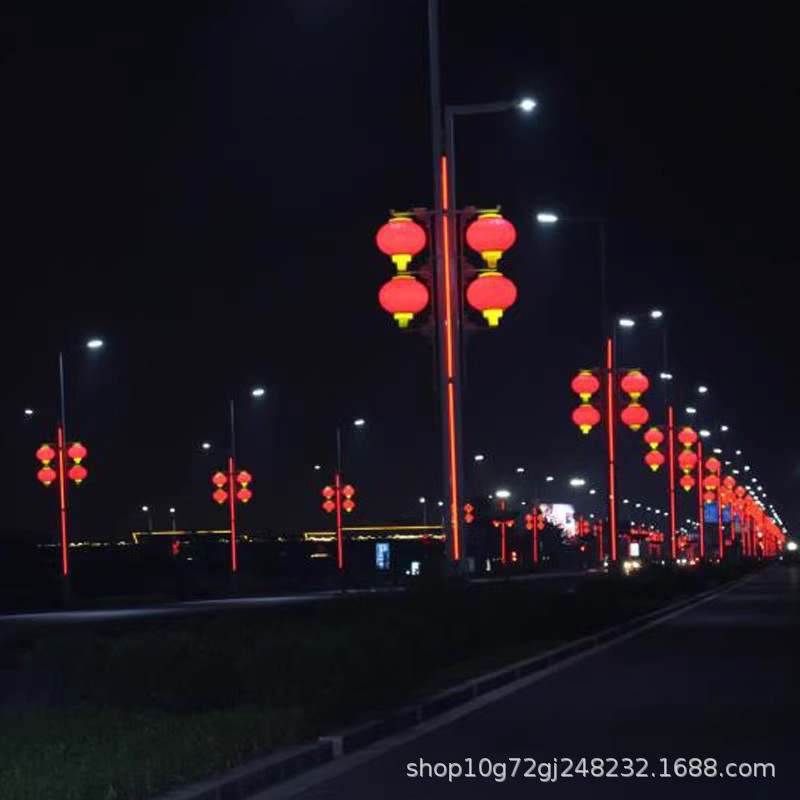 Rural Street Light Pole Decoration 1.2m China Knot Lantern Outdoor led Light Solar Acrylic China Knot Light