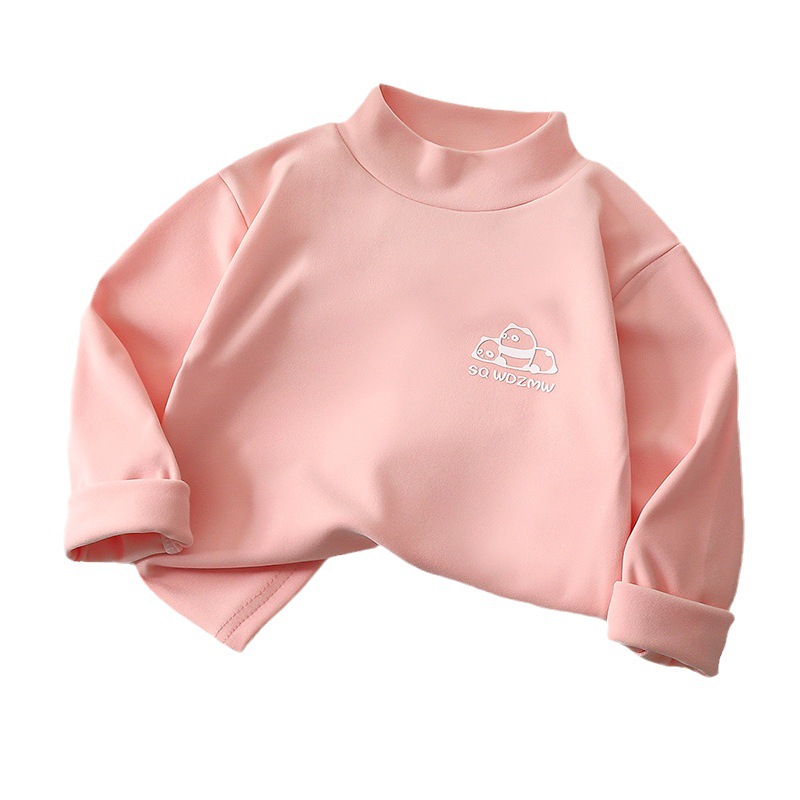 Children's Velvet Base Shirt Half High Collar Top Boys' and Girls' Inner Warm Spring and Autumn Clothes Middle and Big Children's Underwear Winter