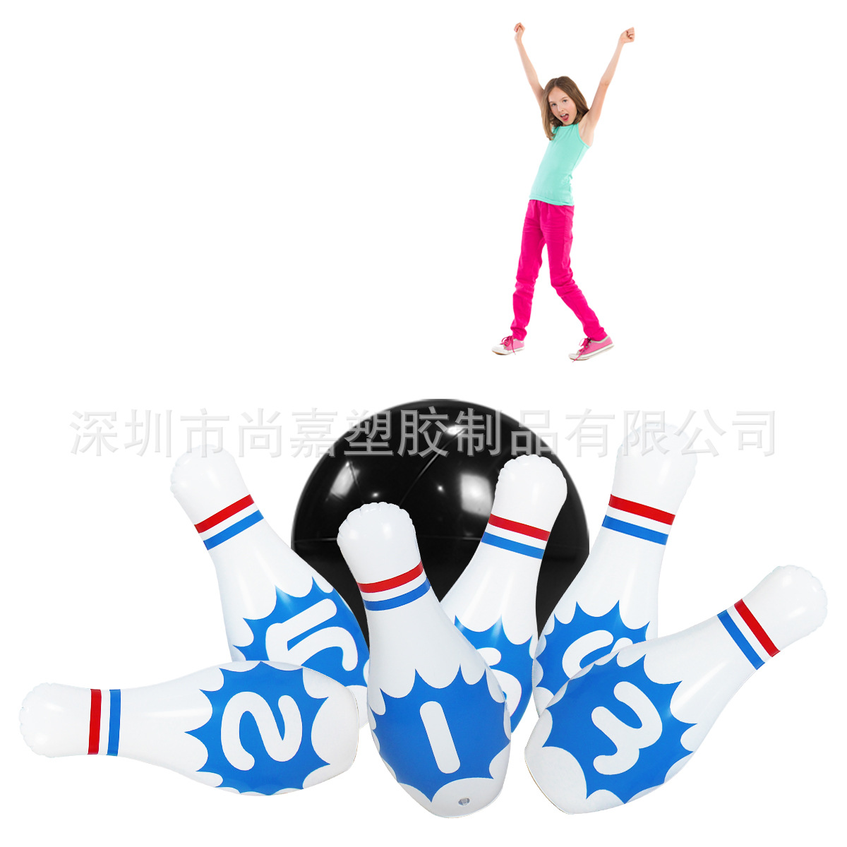 PVC Inflatable Bowling 6 suit Creative Digital Bowling Toy Indoor Kids Parent-Child Game Large Ball