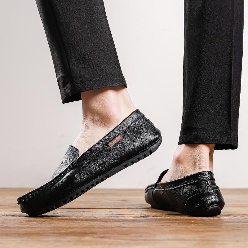 New Casual Shoes, New Genuine Leather Beanie Shoes, Men's Large Size Casual Leather Shoes Batch