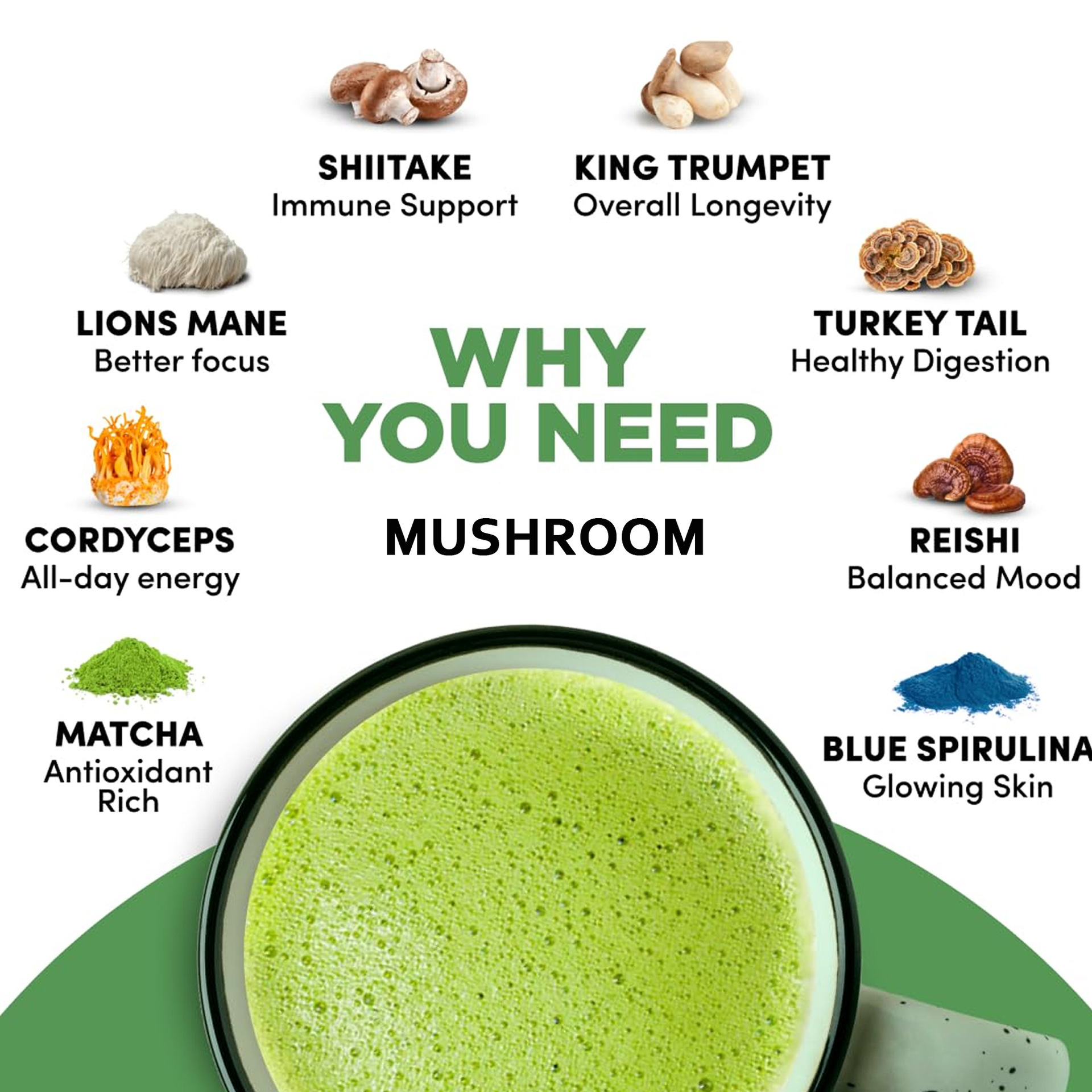 Matcha with Mushrooms Export Cross-Border Mushroom Matcha Mushroom Matcha Mushroom Coffee