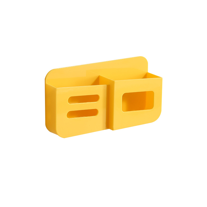 Mobile Phone Storage Box, Remote Control Holder, Toothbrush Rack, Razor Holder, Wall-Mounted, No-Drill, Double Compartment, No-Drill Wall Mount