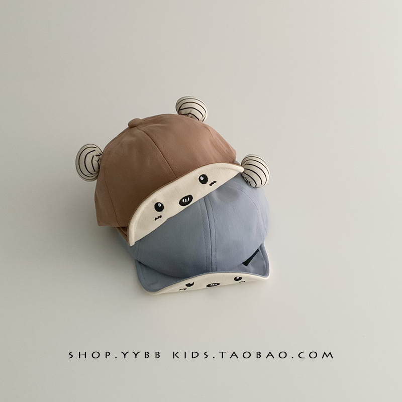 Шапка для младенцев, милая шапка с ушками медведя, весна и осень, тонкая бейсболка для мальчиков и девочек