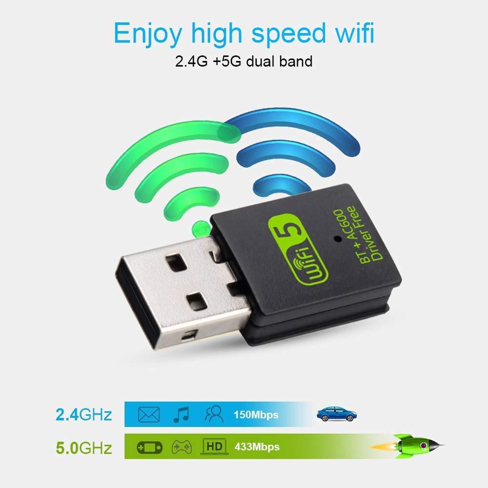 600m Dual-Band Bluetooth Wireless Network Card 2.4g Wif Computer Wireless USB Bluetooth Wifi Two-In-One Driver-Free Network Card