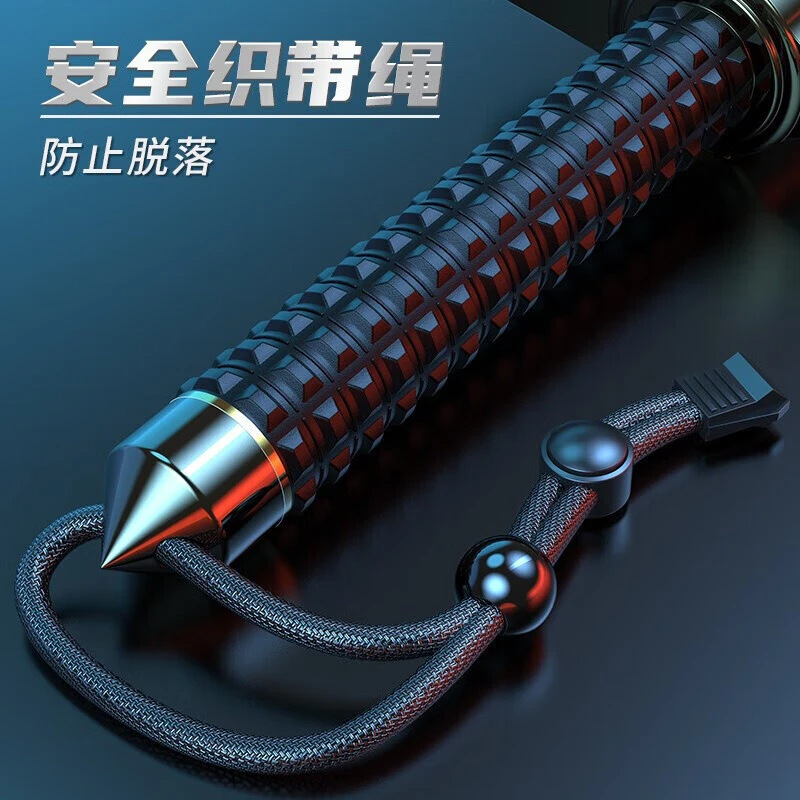 Expandable Baton Self-Defense Legal Weapon Iron Baton Spring Stick Anti-Wolf Supplies Car-Mounted Three-Section Baton Retractable Baton