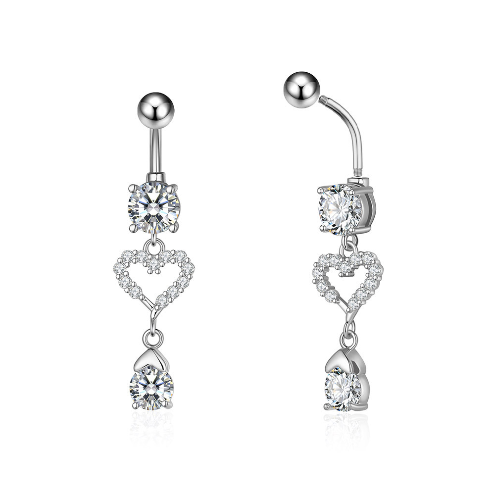 Cross-border new petal Pearl zircon belly button ring belly button nail human body piercing jewelry online wholesale