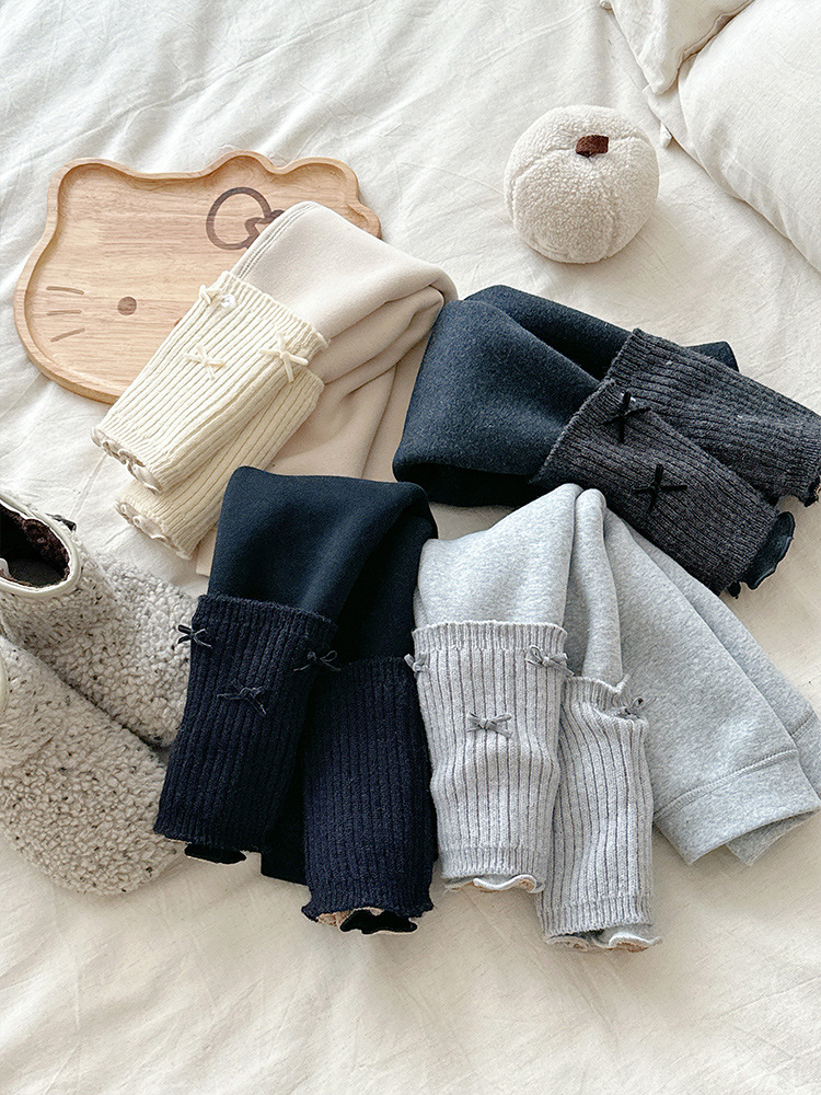 Xie Jinma Children's Clothing 2025 Winter Korean Version Seamless Patchwork Stitching 900g Thickened Leggings Girls' Versatile Pants