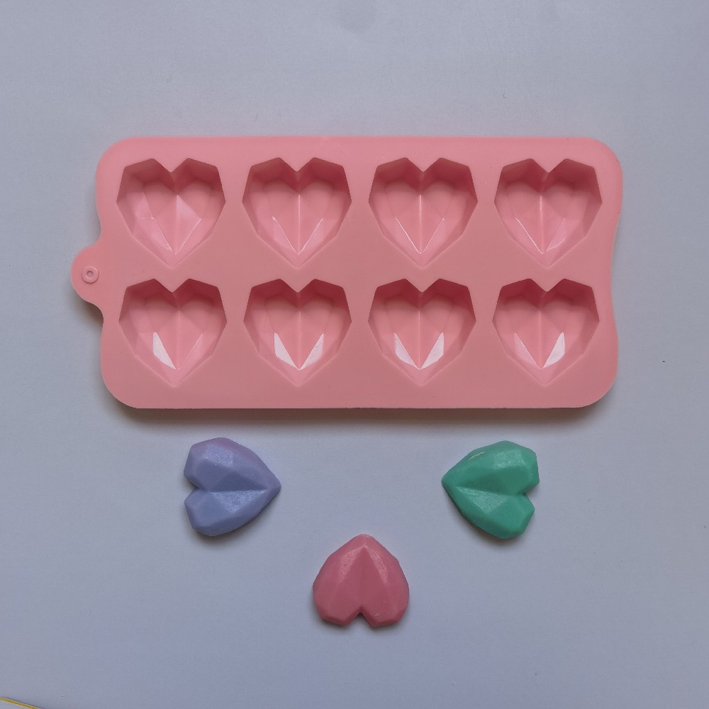 8 Consecutive Diamond Heart Chocolate 110 Silicone Mold Cake Ice Cream Pudding Dessert Mold Soap Baking Utensils