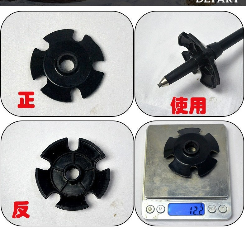 Collection of Outdoor Trekking Pole Accessories, Pole Tip Foot Covers, Pole Tip Covers, Crutches, Plastic Foot Covers with Metal Spacers Inside