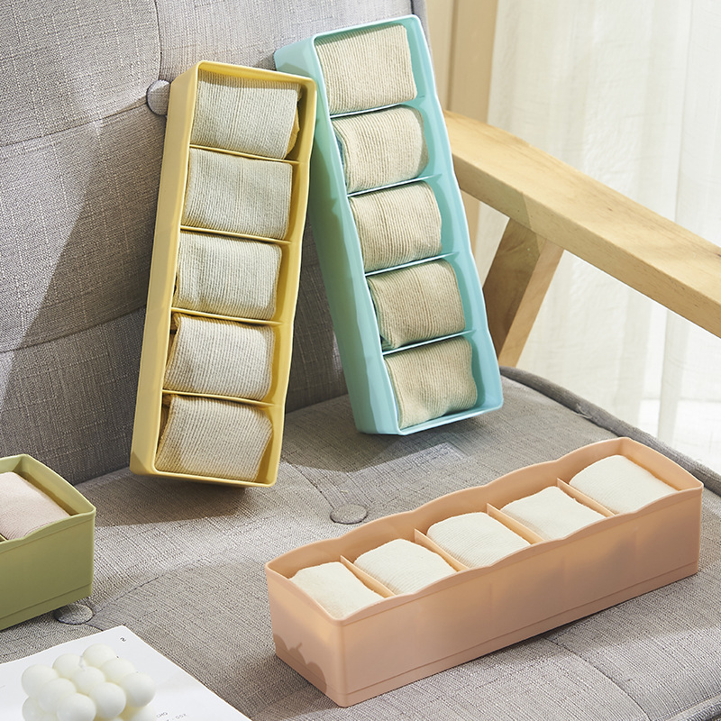 Underwear and Socks Storage Box Compartment Plastic Home Wardrobe Drawer Organizer Basket Dormitory Underwear Box Storage Basket