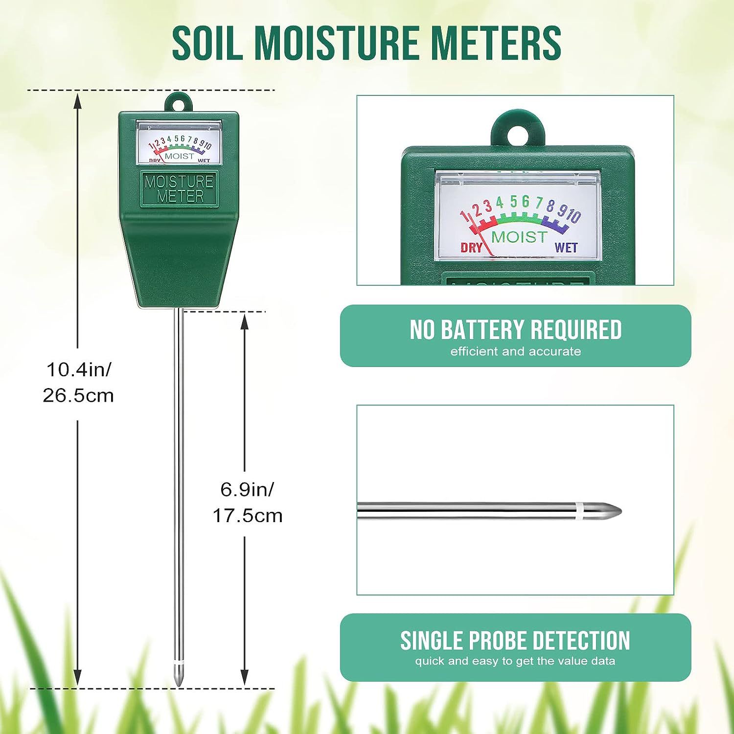 Одноигольный измеритель влажности почвы Детектор для цветов Измеритель влажности почвы