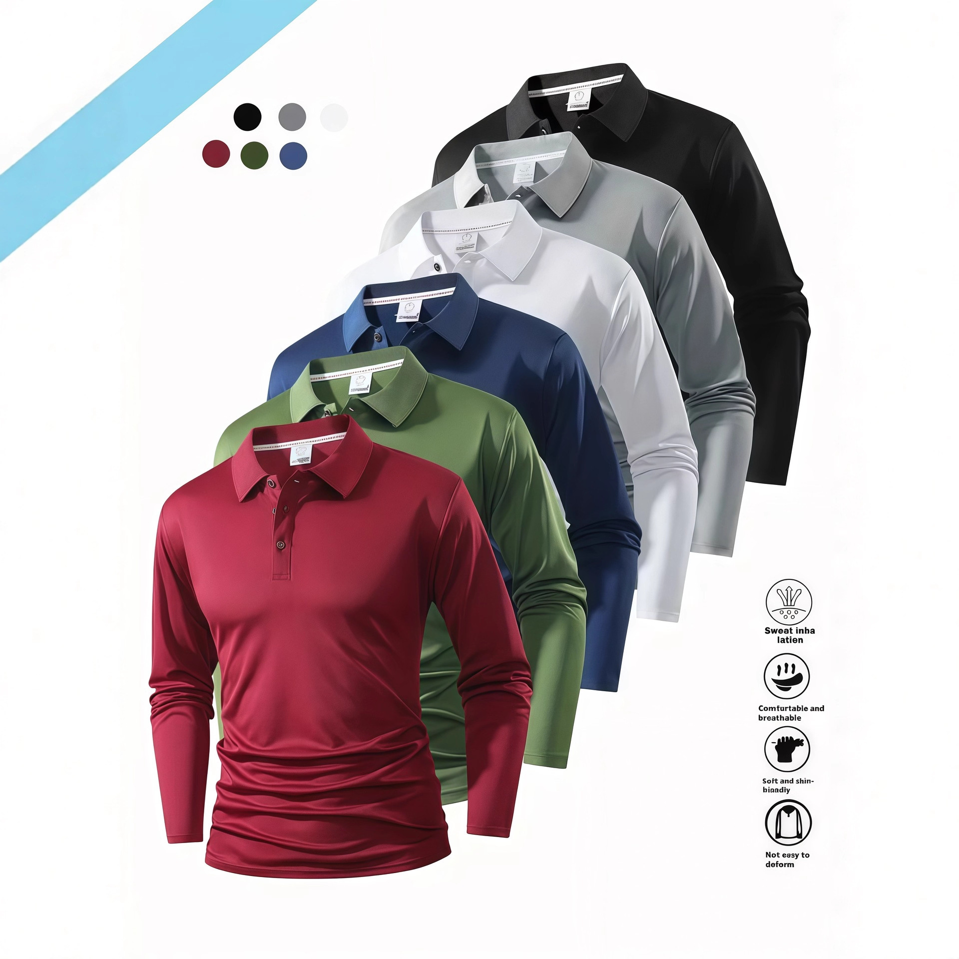 Европейский размер, быстросохнущая сетчатая футболка поло с длинным рукавом, оптовая рекламная рубашка для гольфа с печатью и вышивкой