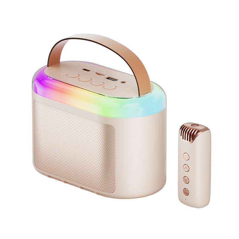 Q6 Outdoor Portable Colorful Atmosphere Light Wireless Microphone Speaker All-In-One Bluetooth Karaoke Audio Home