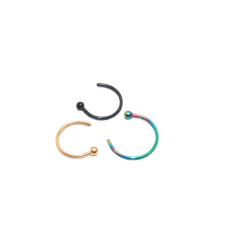 Cross-Border Stainless Steel External Thread Horseshoe Ring, External Thread Nose Ring, Simple and Minimalist Style, No Piercing Required, Nose Ring Wholesale in Stock