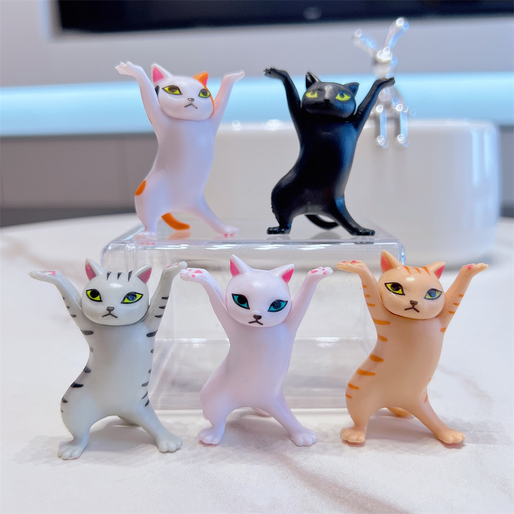 Набор из пяти фигурок танцующих кошек, аниме кошка модные игрушки, очаровательные фигурки кошек для торта