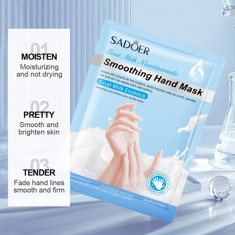Sadoer Goat Milk Niacinamide Smooth Hand Mask Hydrating, Moisturizing and Rejuvenating Hand Mask Foot Mask Foreign Trade Cross-Border