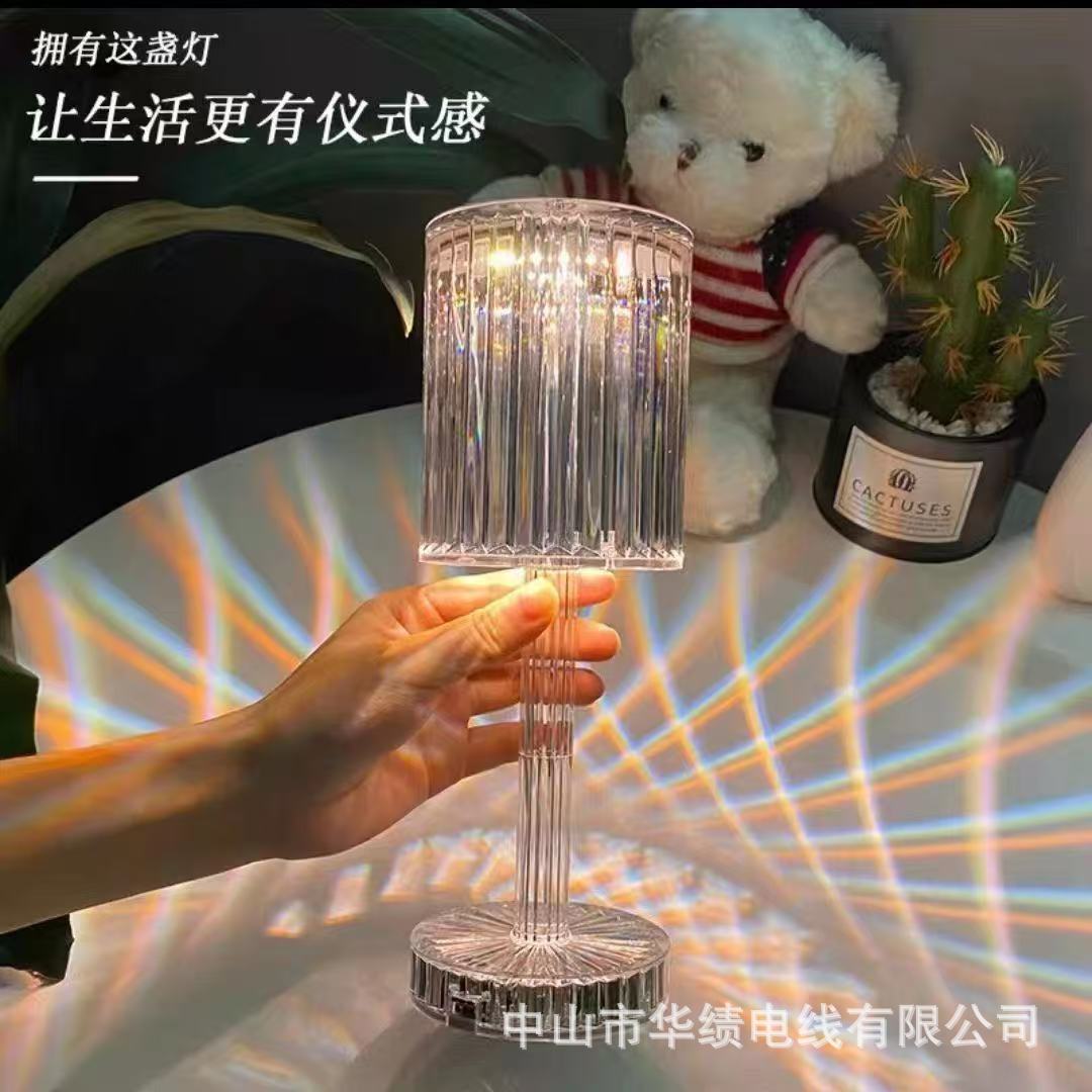 Support Cross-Border, Factory Direct Sales - Crystal Table Lamp, Line Light and Shadow Creative Touch Decoration Led Diamond Table Lamp