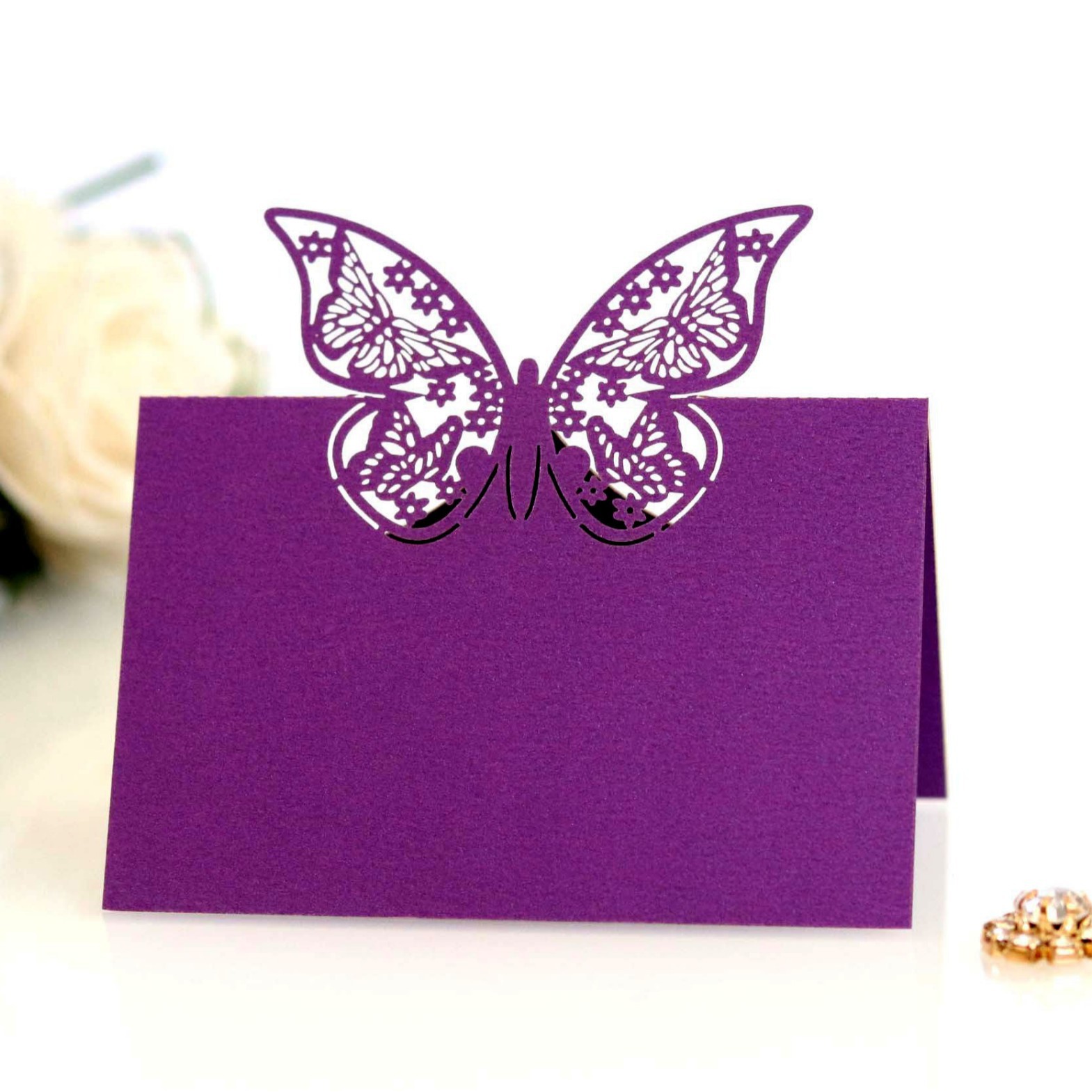 Cross-Border Dropshipping Three-Dimensional Hollow Butterfly Table Card Seat Card Name Sign-In Table Wedding Card Zhejiang Factory Wholesale
