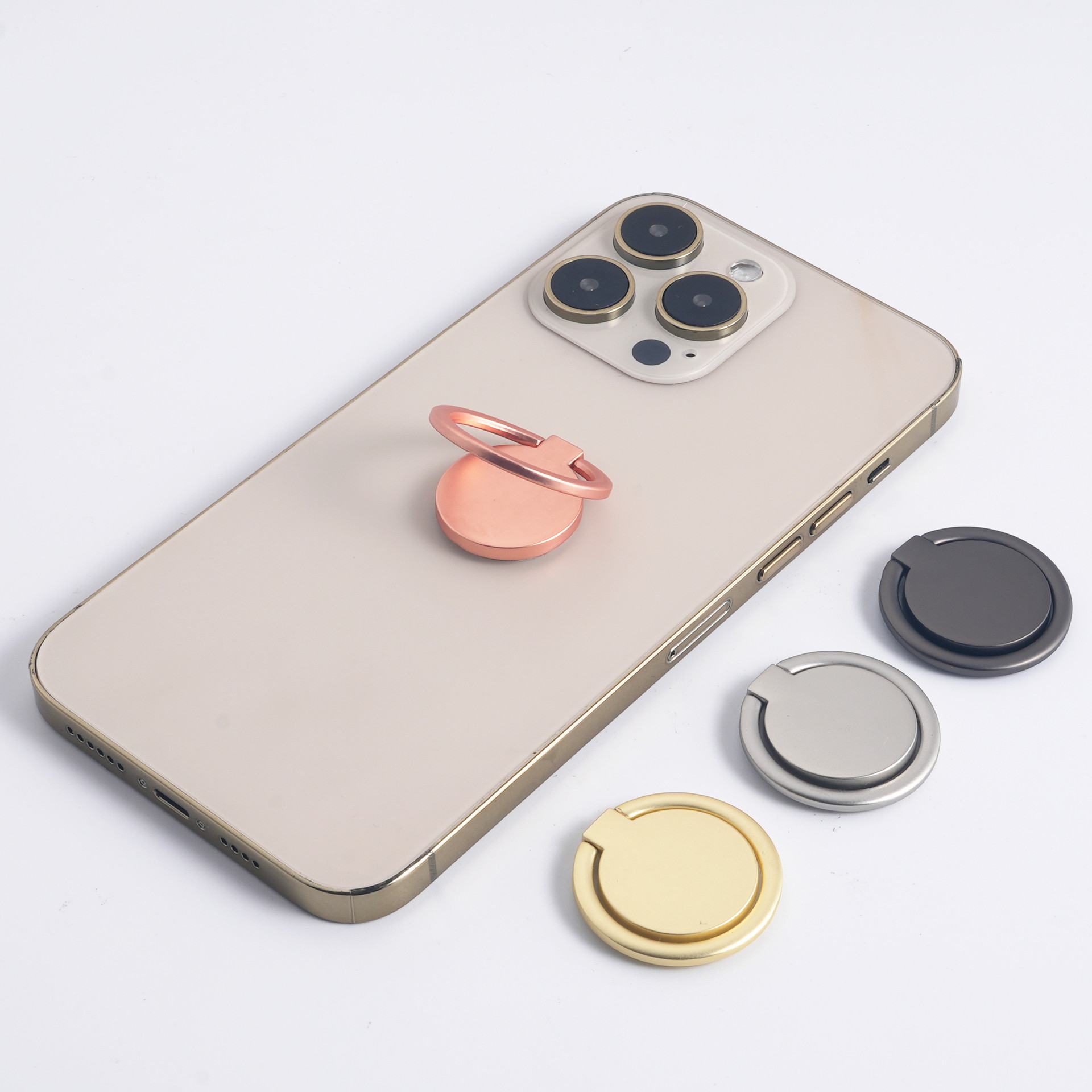 Round metal ring bracket 360 ° rotating support buckle mobile phone ring folding back sticker fixed logo factory direct supply