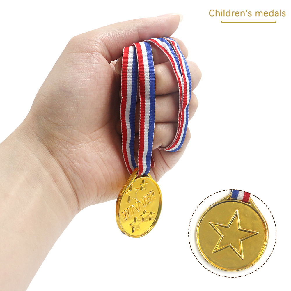 Детская пластиковая медаль, золотая звезда, игрушка, пятизвездочная медаль, подарок для кросс-бордерной вечеринки