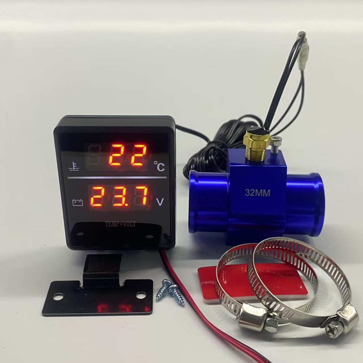 Modified Digital Circular Electronic Water Temperature Gauge 3m Wire Plug 12V24V Universal Applicable Agricultural Machinery Truck Water Temperature Gauge