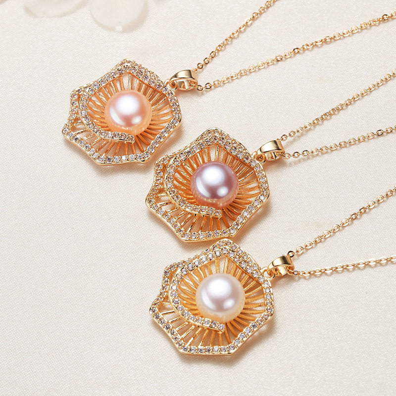 Jewelry Wholesale Ethnic Stall Supply Jewelry Internet Celebrity Jewelry Golden Zhuji Freshwater Pearl Pendant Necklace