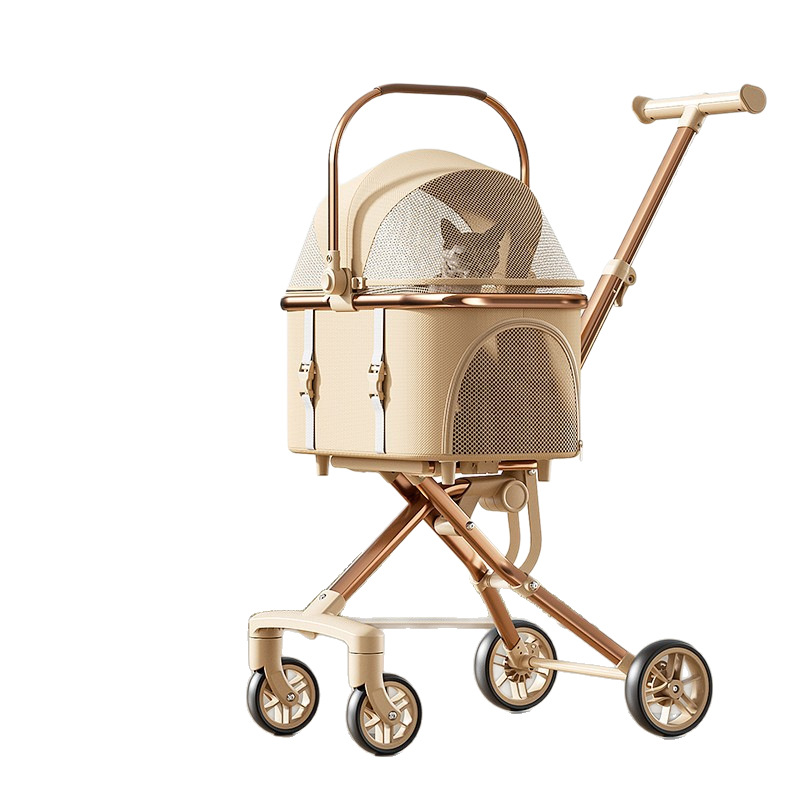 Hot Selling Small and Medium-Sized Dog Pet Stroller Retractable Luxury Foldable Dog Stroller Cat and Dog Stroller Cross-Border