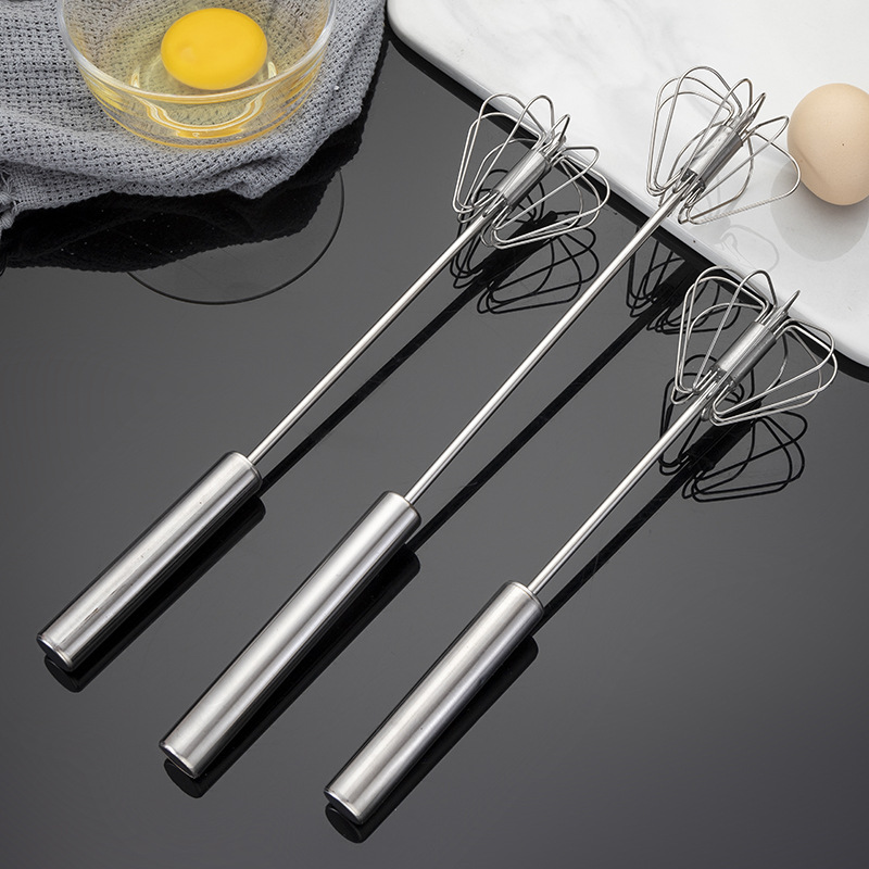 Stainless steel semi-automatic egg beater pressing rotary egg beater household cream egg mixer baking gadget
