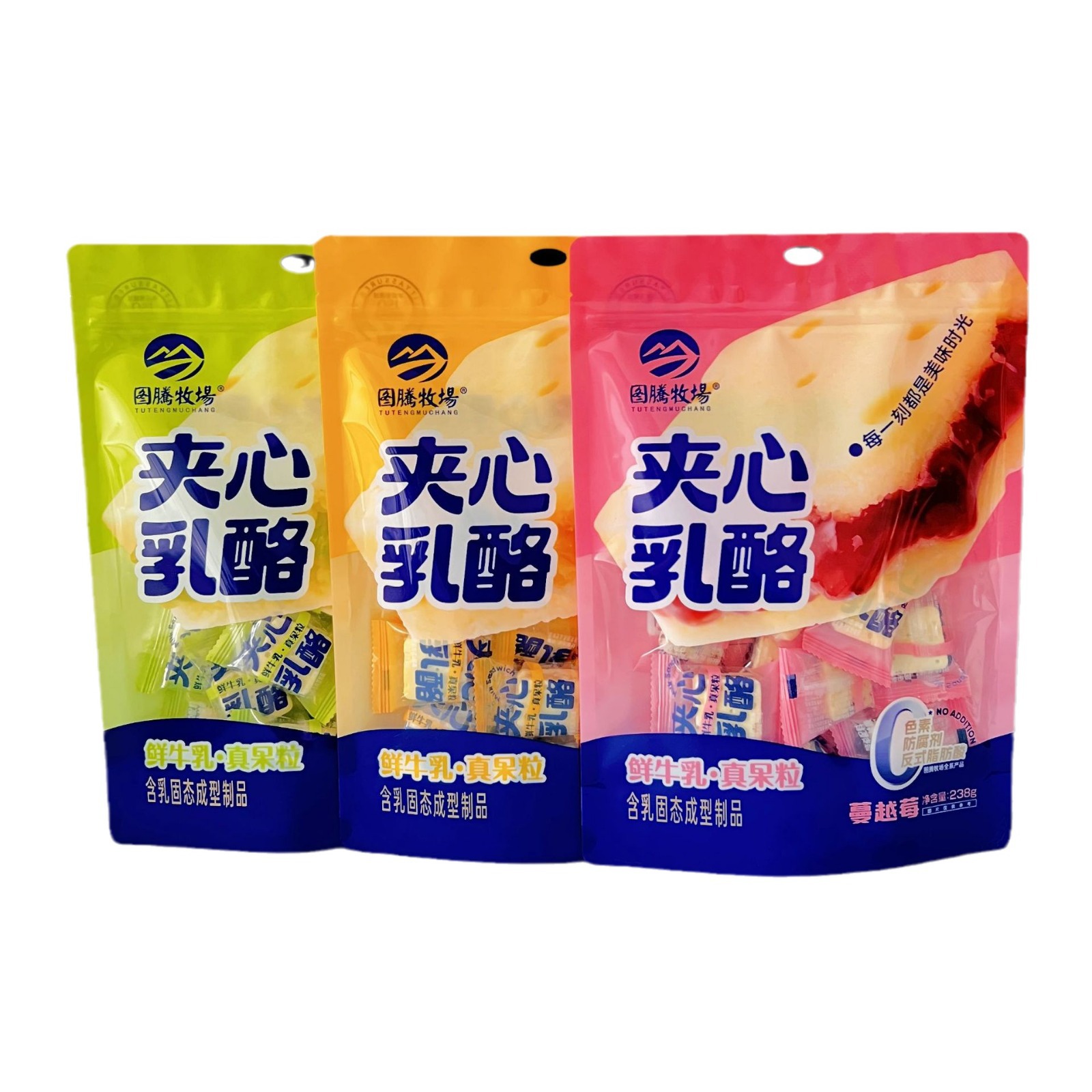 Totem Ranch Fresh Milk Fruit Grain Sandwich Cheese 238g Cranberry Yellow Peach Children's Snacks