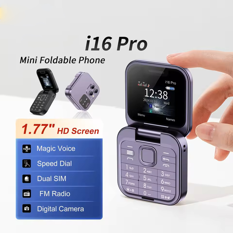 I16Pro Cross-Border Flip Phone Dual Sim Dual Standby Button Phone Elderly Phone 2g Multi-Language Phone Factory Price