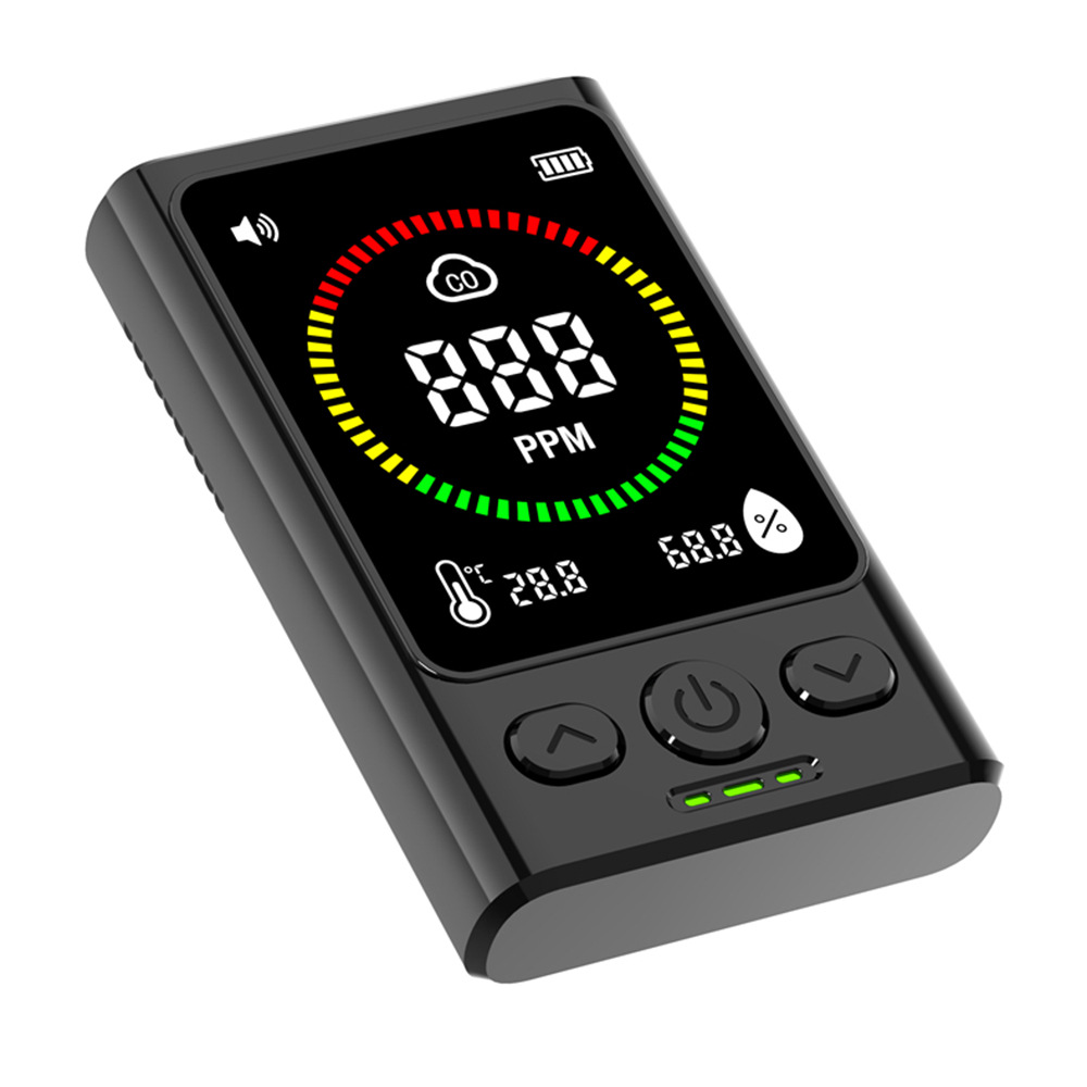 Cross-Border Mini Carbon Monoxide Detector Air Temperature Humidity Co Concentration Monitoring Three-In-One Portable Home Use