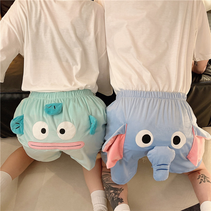 Three-Dimensional Cute Funny Elephant Shorts Summer Pants for Men and Women Loose Ugly Little Flying Elephant Couple Student Pajamas Pants