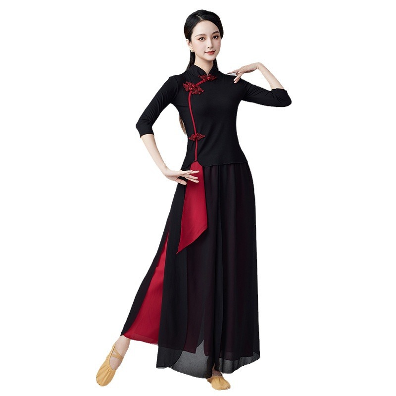 New Square Dance Costume suit Odale Pipa Medium Long Sleeve Classical Dance Costume Chiffon Dance Practice Clothes