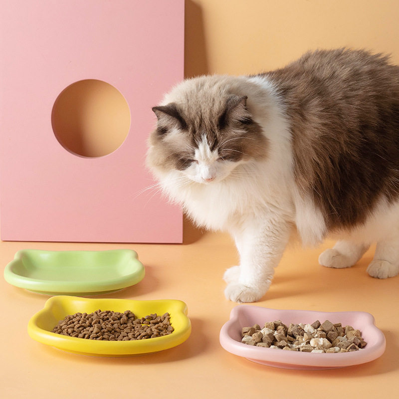 Cat Bowl Plastic Bowl Cat Dog Food Kitten Food Bowl Canned Snacks Freeze-Dried Dinner Plate Short-Legged Cat Dish Plate Pet Bowl