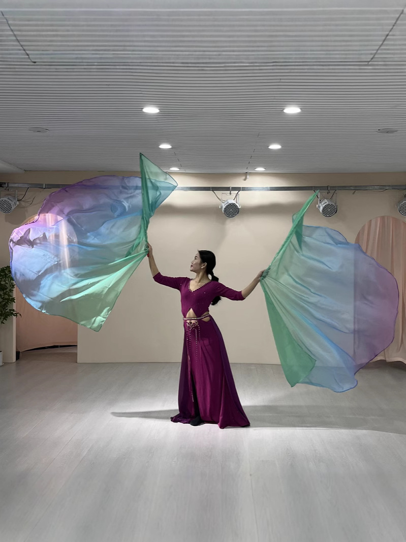 Classic Stage Performance Clothing Gradient Semicircle Flag Colorful Gauze Scarf Praise Flag Sports Meeting Prayer Flag Manufacturer Wholesale