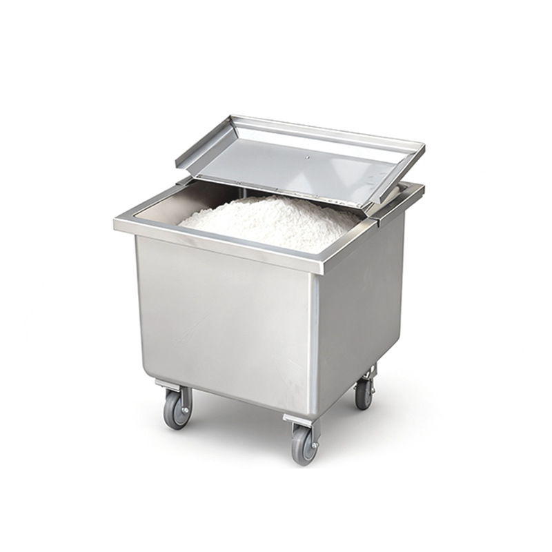 Stainless Steel Flour Cart Restaurant Canteen with Lid Rice Storage Cart Ingredient Storage Cart Movable Wheeled Cart Mobile Storage Cart