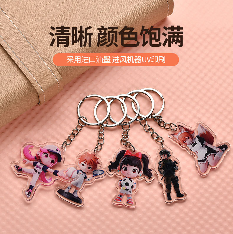 Acrylic Keychain Custom Peripheral Cartoon Double-Layer Transparent Keychain Pendant Custom Keychain Anime Stand